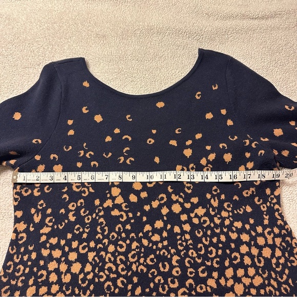 Maeve By Anthropologie Blue Leopard Mini Shift Pullover Sweater Dress - Picture 7 of 12